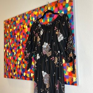 Floral dress with tie up sleeves